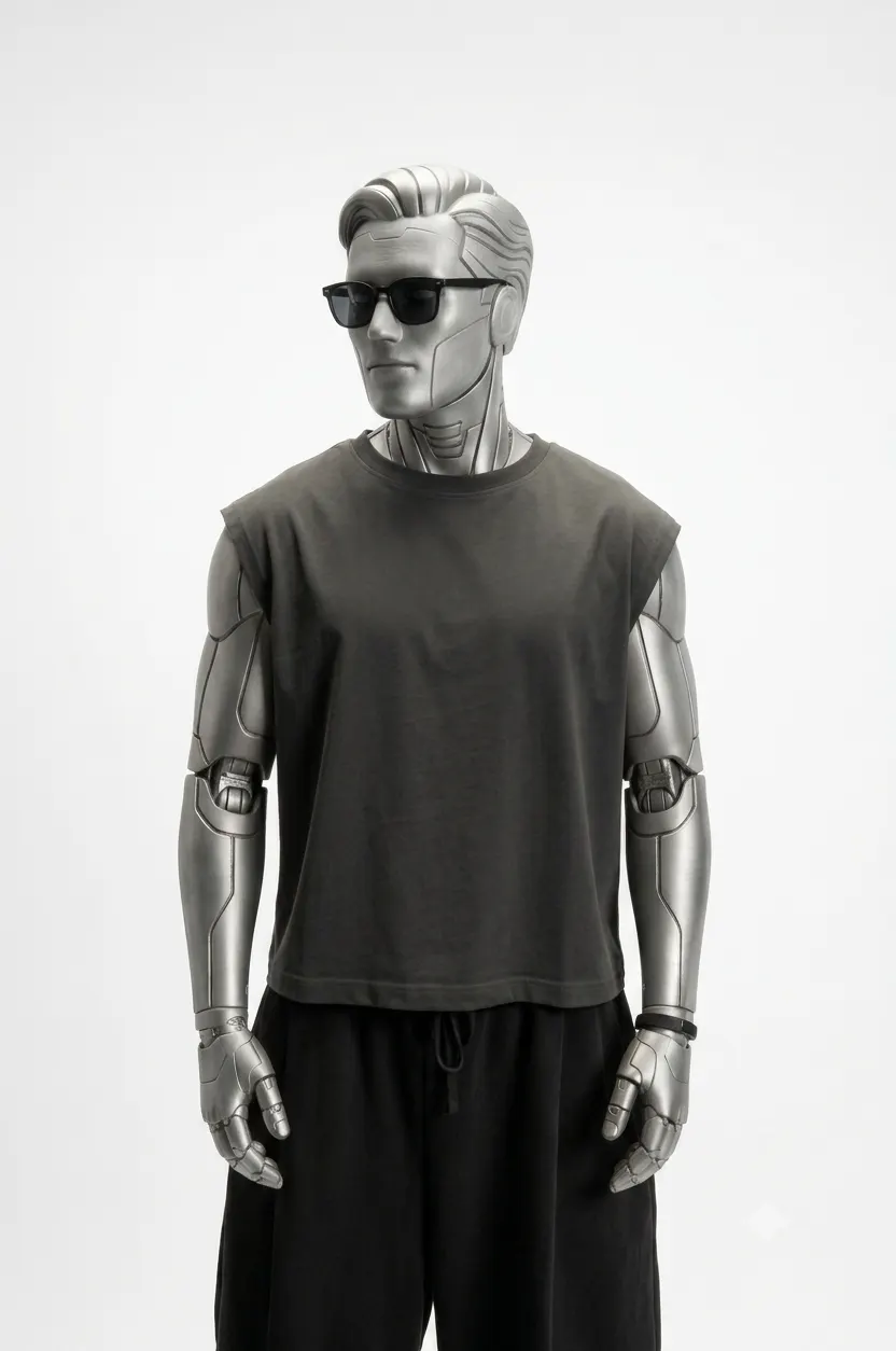 Cropped Sleeveless Shirt in volcanic ash, front view