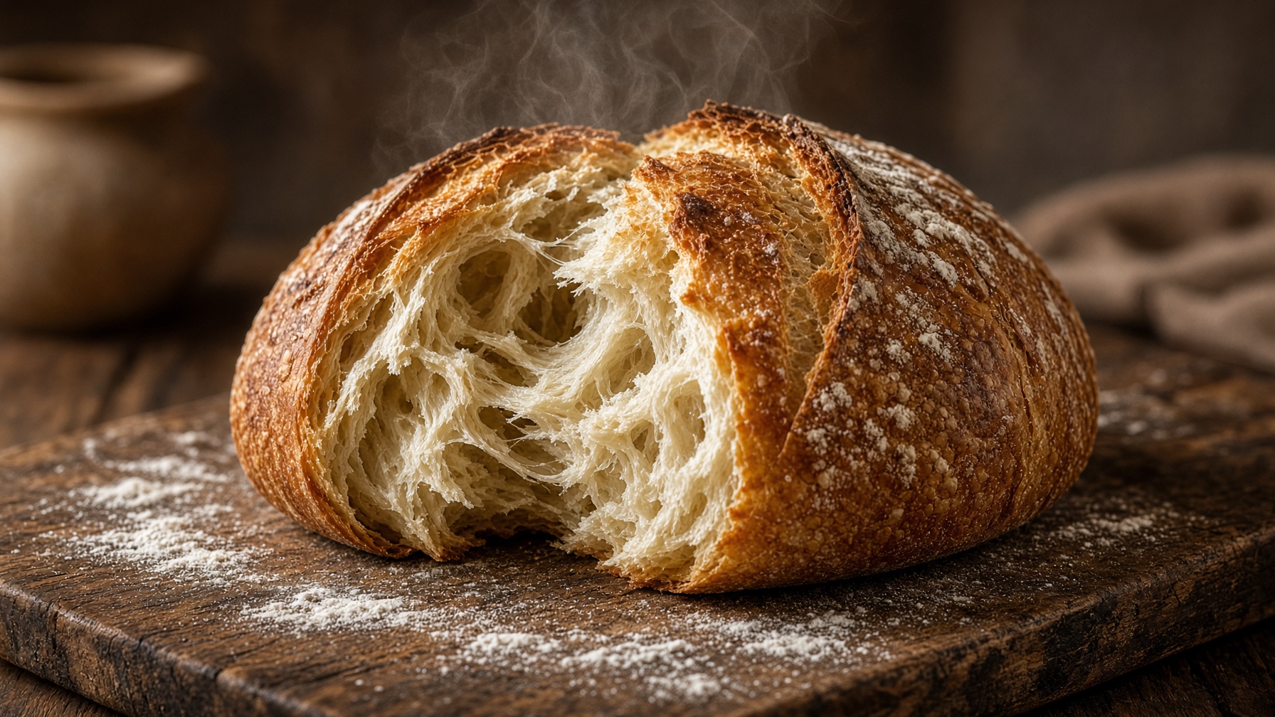 Torn sourdough loaf