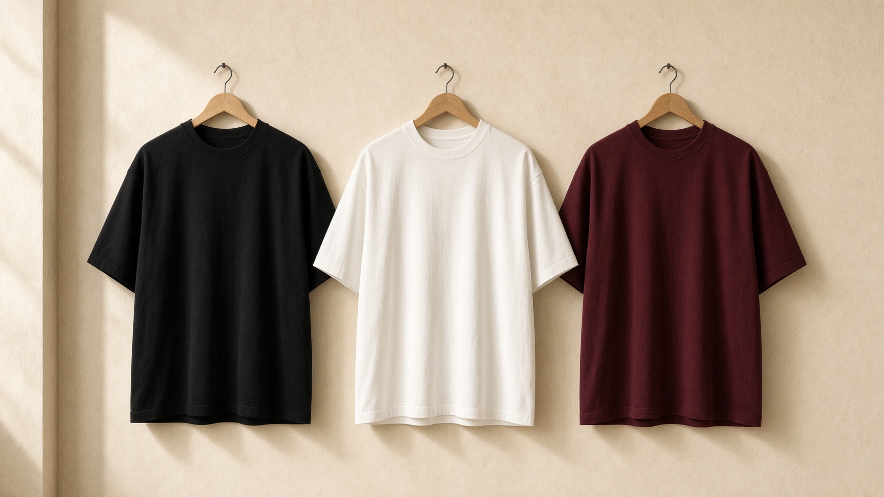Heavy T-Shirt in Black, White, and Maroon